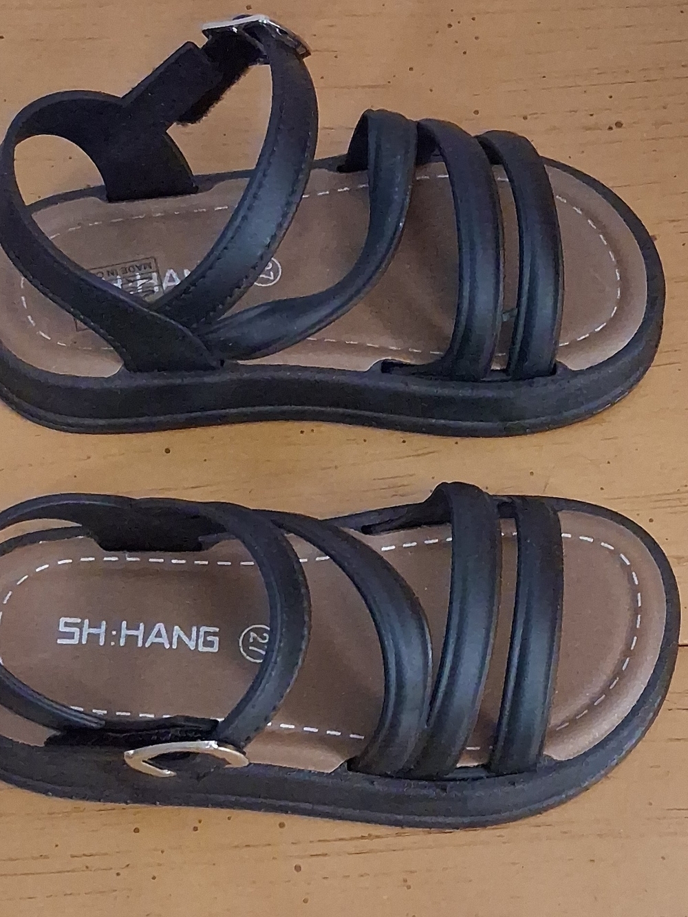 Black Strappy Kids Sandals with Buckle